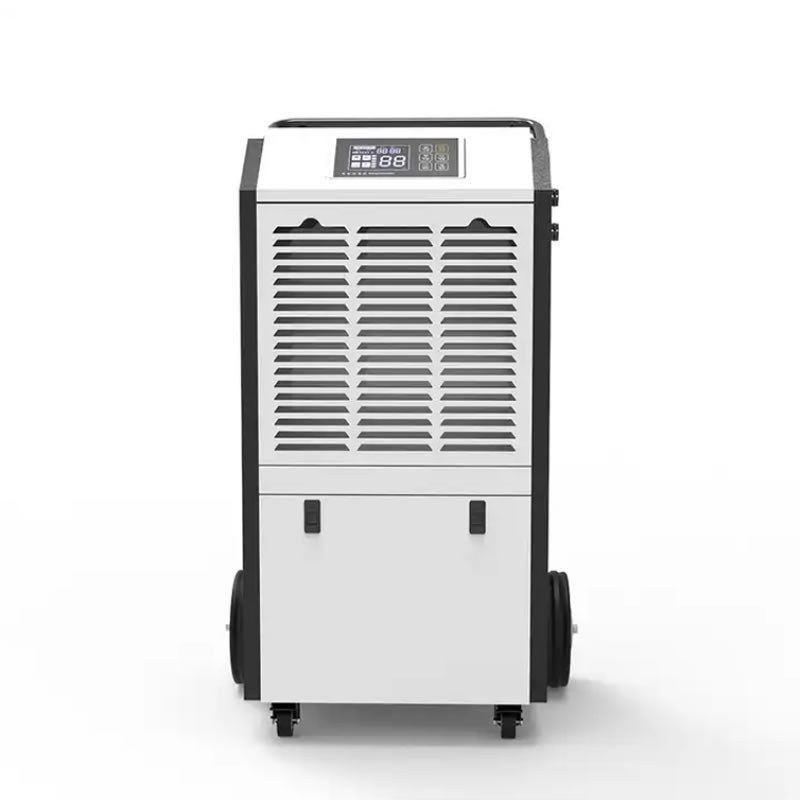 90L/D portable dehumidifier air dryer moisture removal with handrail and big wheels for big room greenhouse basement laundrant