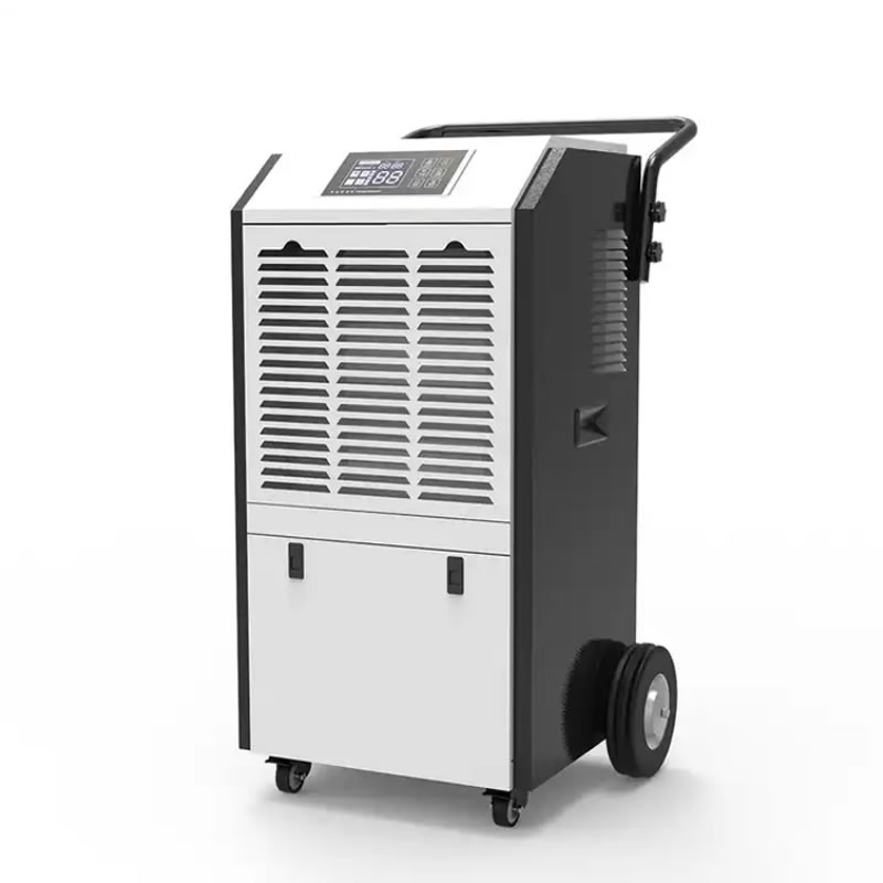 90L/D portable dehumidifier air dryer moisture removal with handrail and big wheels for big room greenhouse basement laundrant