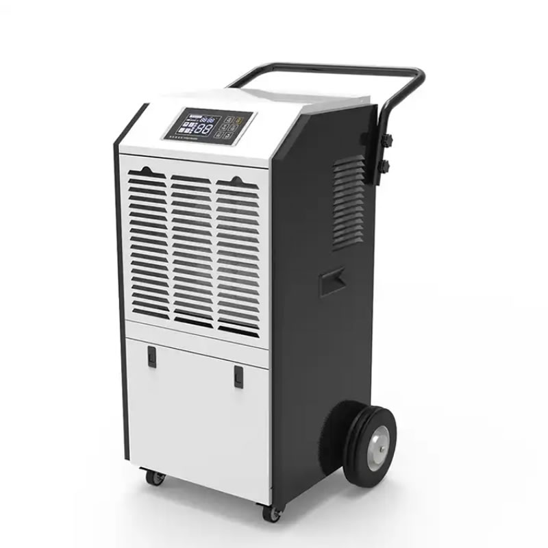 90L/D portable dehumidifier air dryer moisture removal with handrail and big wheels for big room greenhouse basement laundrant